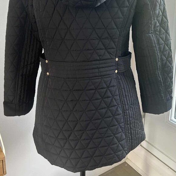 London Fog Black Quilted Field Jacket w/ Removable Hood and Gold Hardware – US S - Picture 7 of 15